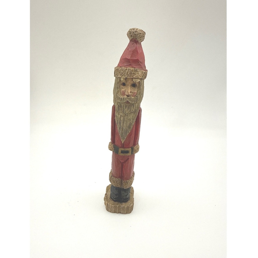 Vintage Wangs 1993 Santa Claus Figurine Rustic Hand Carved Look Folk Art 90s